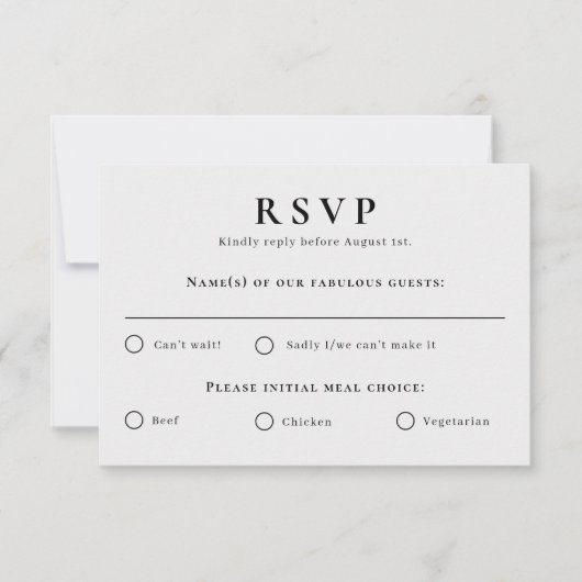 Modern zwart marmer bruiloft reactie Kaart (Voorkant)