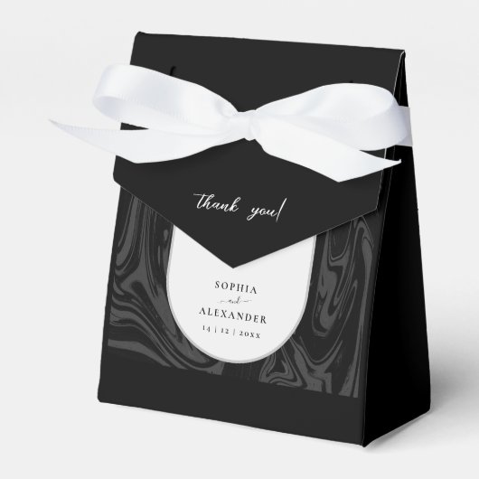 Modern zwart marmer donker bruiloft Favor Box Bedankdoosjes (Voorkant Zijde)