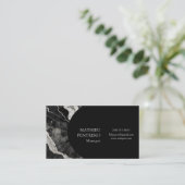 Modern zwart marmer en zilver formele douane visitekaartje (Staand voorkant)