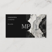 Modern zwart marmer en zilver formele douane visitekaartje (Achterkant)