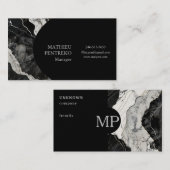 Modern zwart marmer en zilver formele douane visitekaartje (Voorkant / Achterkant)