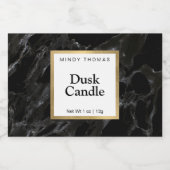 Modern Zwart Marmer Faux Gold Lijst Candle of Voedselcontainer Etiket (Enkel label)