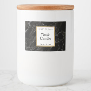 Modern Zwart Marmer Faux Gold Lijst Candle of Voedselcontainer Etiket
