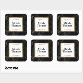 Modern Zwart Marmer Faux Gold Lijst Vierkante Sticker (Vel)