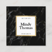 Modern Zwart Marmer Faux Gold Lijst Vierkante Visitekaartje (Voorkant)