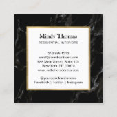 Modern Zwart Marmer Faux Gold Lijst Vierkante Visitekaartje (Achterkant)