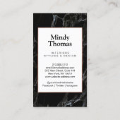 Modern Zwart Marmer Faux Roos Goud Lijst Visitekaartje (Achterkant)