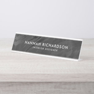 Modern zwart marmer   Gepersonaliseerd Bureau Naambordje