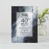 Modern Zwart Marmer Verrassing 40e Verjaardagsfees Kaart (Staand voorkant)