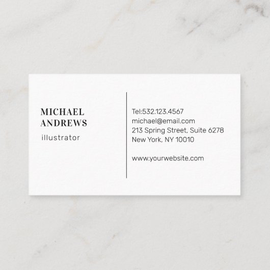 Modern zwart marmer visitekaartje (Achterkant)