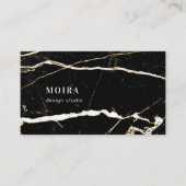 Modern zwart marmer visitekaartje (Voorkant)