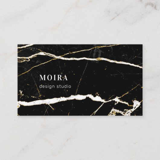Modern zwart marmer visitekaartje (Voorkant)