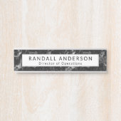 Modern zwart marmeren patroon met naam en titel deurbordje (Voorkant)