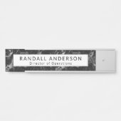 Modern zwart marmeren patroon met naam en titel deurbordje (Voorkant)