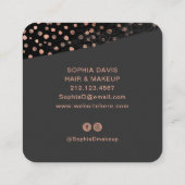 Modern zwart met Faux Roos Gold Stippen Vierkante Visitekaartje (Achterkant)