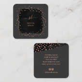 Modern zwart met Faux Roos Gold Stippen Vierkante Visitekaartje (Voorkant / Achterkant)