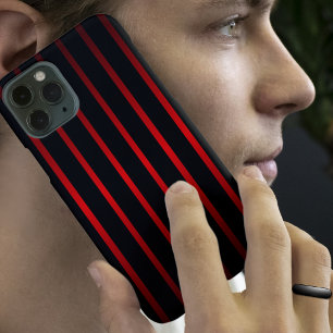 Modern zwart met gedurfde en vervaagde rode strepe iPhone 16 hoesje