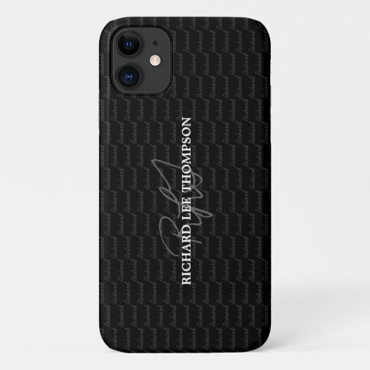 modern zwart met monogrammen Case-Mate iPhone case (Achterkant)