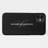 modern zwart met monogrammen Case-Mate iPhone case (Achterkant (horizontaal))