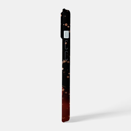 Modern zwart met rode harten iPhone 15 case (Linkerkant)