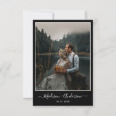 Modern zwart met twee foto bruiloft bedankkaart (Voorkant)