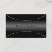 Modern zwart met zilveren rand afbeelding en stijl visitekaartje (Voorkant)