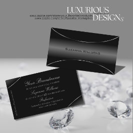 Modern zwart met zilveren rand afbeelding en stijl visitekaartje