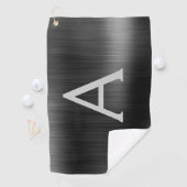 Modern Zwart Metallic Folie Monogram Naam Golfhanddoek (Insitu)