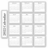 Modern Zwart Mini 2022 Planner Kalenders Sticker (Voorkant)