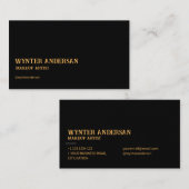 Modern Zwart Minimaal Goud Chique Luxe Aangepaste Visitekaartje (Voorkant / Achterkant)