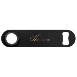 Modern Zwart minimaal & Goud Script Monogram Speed Flessenopener