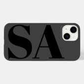 Modern zwart minimaal monogram Case-Mate iPhone case (Achterkant (horizontaal))