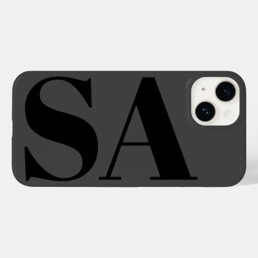 Modern zwart minimaal monogram Case-Mate iPhone case (Achterkant (horizontaal))