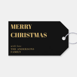 Modern Zwart Minimal Hedendaagse Vrolijke Kerstmis Cadeaulabel
