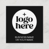 Modern Zwart Minimal QR Code Logo Vierkante Visitekaartje (Voorkant)