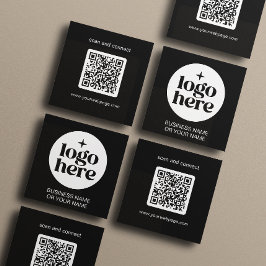 Modern Zwart Minimal QR Code Logo Vierkante Visitekaartje