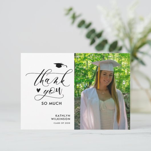 Modern zwart-minimalistisch Afstuderen - Hartelijk Kaart (Staand voorkant)