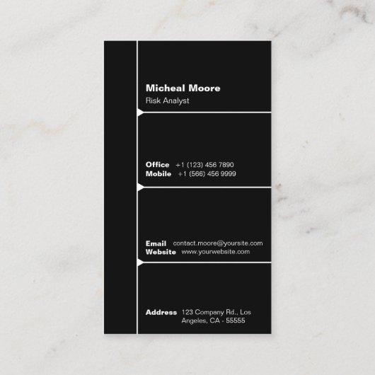 Modern Zwart Minimalistisch Corporate Vertical Visitekaartje (Achterkant)