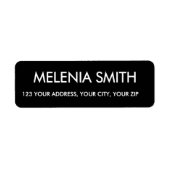 Modern zwart minimalistisch elegant retouradres etiket (Voorkant)