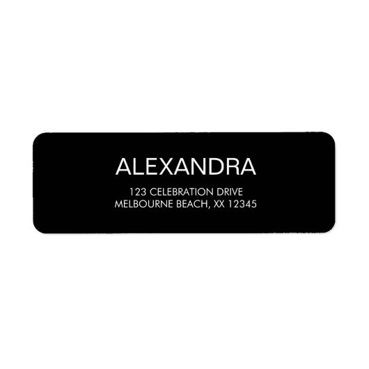 Modern zwart minimalistisch elegant retouradres etiket (Voorkant)