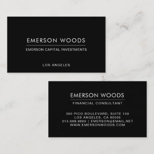 Modern Zwart Minimalistisch Financieel Adviseur  Visitekaartje