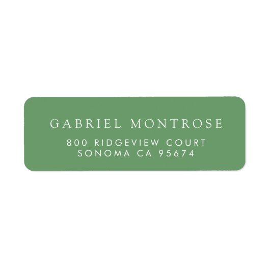 Modern zwart minimalistisch groen retour adres lab etiket (Voorkant)