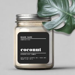 Modern zwart minimalistisch kaars productlabel  vierkante sticker