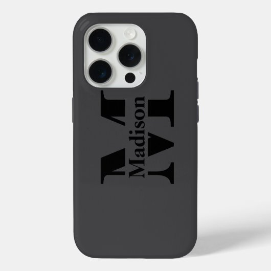 Modern zwart minimalistisch monogram Hoesje-Mate Case-Mate iPhone Case (Achterkant)