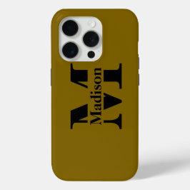 Modern zwart minimalistisch monogram Hoesje-Mate iPhone 15 Pro Case