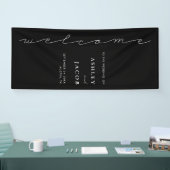 Modern zwart minimalistisch script welkom bruiloft spandoek (Beurs)