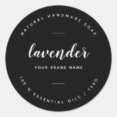 Modern zwart minimalistisch zeeplabel ronde sticker (Voorkant)