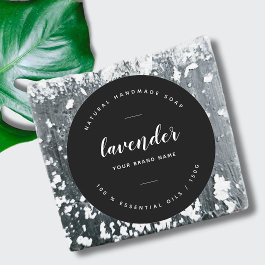 Modern zwart minimalistisch zeeplabel ronde sticker