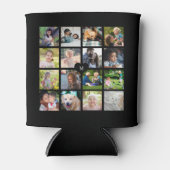 Modern zwart monogram 16 foto collage blikjeskoeler (Voorkant)