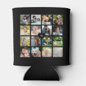 Modern zwart monogram 16 foto collage blikjeskoeler (Achterkant)